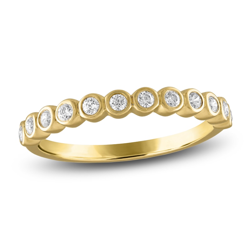 Diamond Bezel Wedding Band 1/4 ct tw 14K Gold 2.7mm