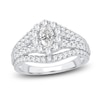 Thumbnail Image 1 of Oval & Round-Cut Diamond Halo Engagement Ring 1-1/2 ct tw 14K White Gold
