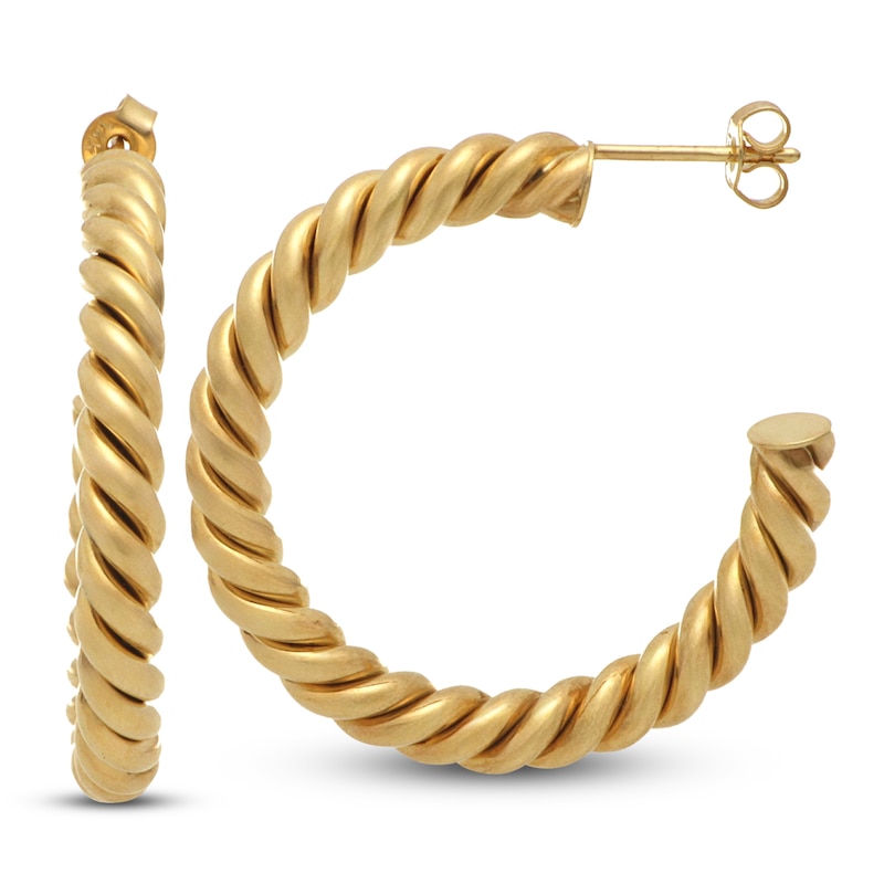 14K Yellow Gold Lightweight 25mm x 2mm Hoop Earrings