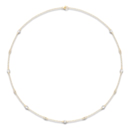 Children's Cultured Pearl & Diamond Necklace 1/20 ct tw 14K Yellow Gold 13"