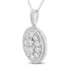 Thumbnail Image 2 of Multi-Diamond Center Oval Double Halo Necklace 1/2 ct tw 14K White Gold 18"