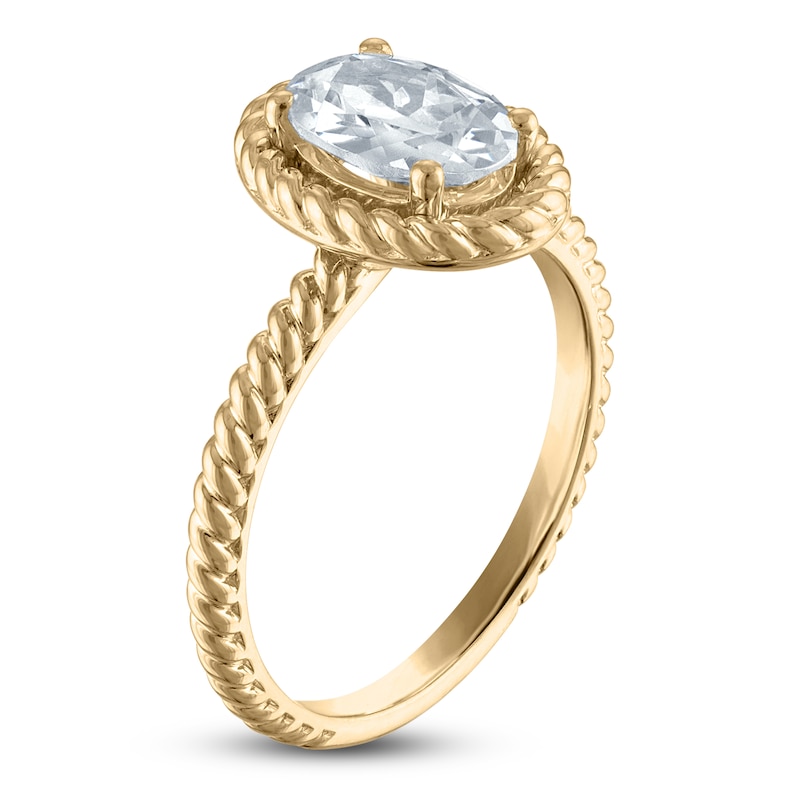 Main Image 2 of Lab-Grown Oval Diamond Solitaire Ring 1-1/2 ct tw 18K Yellow Gold (F/SI2)