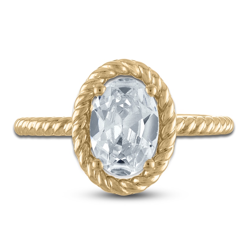 Main Image 3 of Lab-Grown Oval Diamond Solitaire Ring 1-1/2 ct tw 18K Yellow Gold (F/SI2)