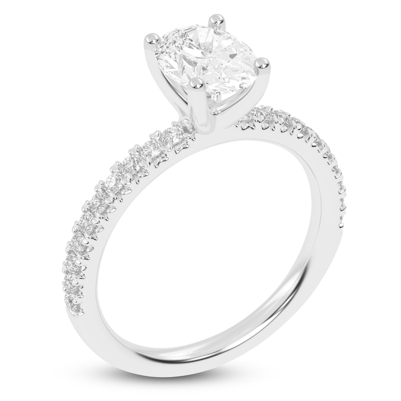 Main Image 2 of Lab-Grown Oval-Cut Diamond Engagement Ring 1-1/4 ct tw 14K White Gold