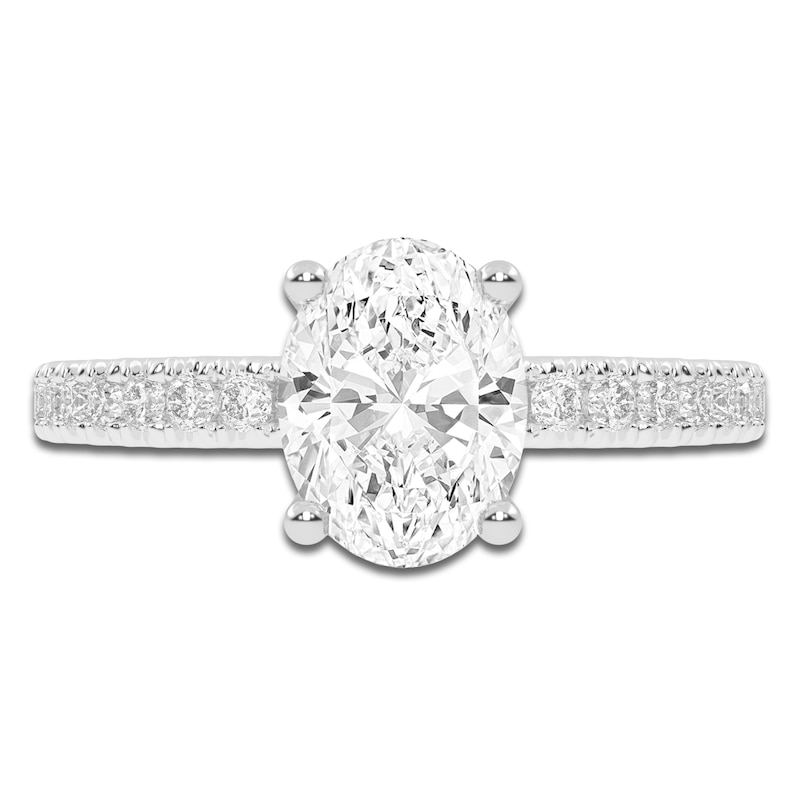 Main Image 3 of Lab-Grown Oval-Cut Diamond Engagement Ring 1-1/4 ct tw 14K White Gold