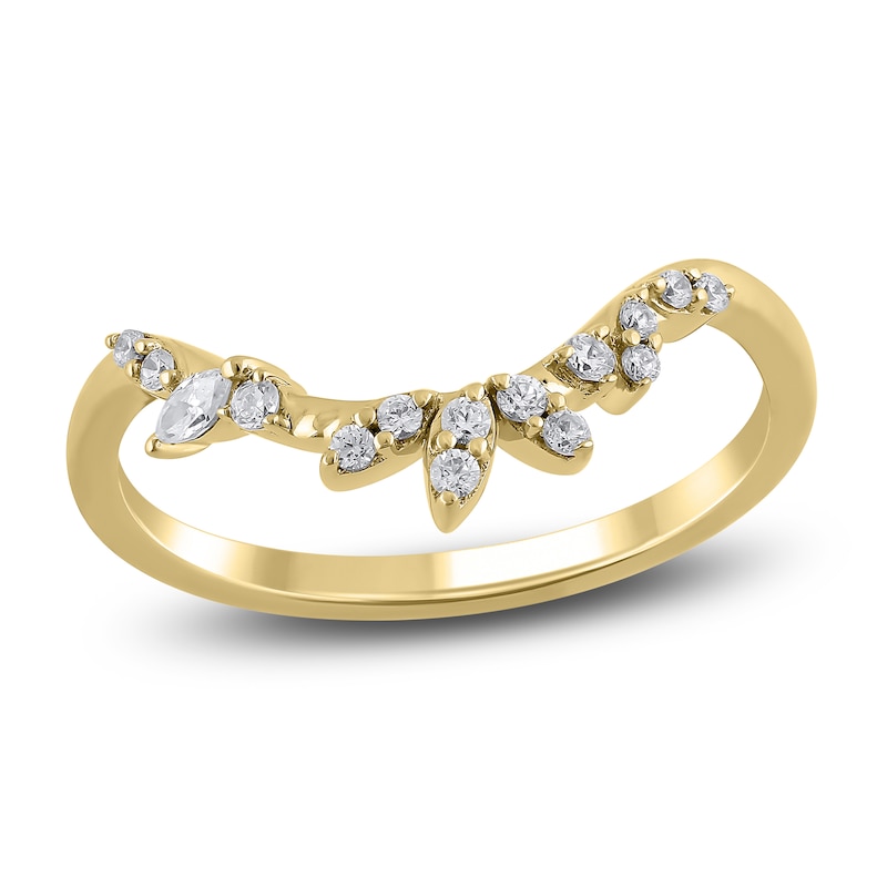 Main Image 1 of Certified Marquise & Round-Cut Diamond Contour Anniversary Ring 1/6 ct tw 14K Yellow Gold