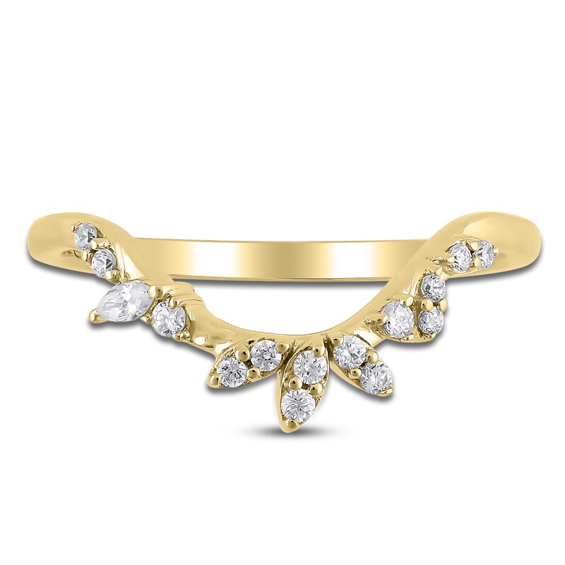 Main Image 3 of Certified Marquise & Round-Cut Diamond Contour Anniversary Ring 1/6 ct tw 14K Yellow Gold