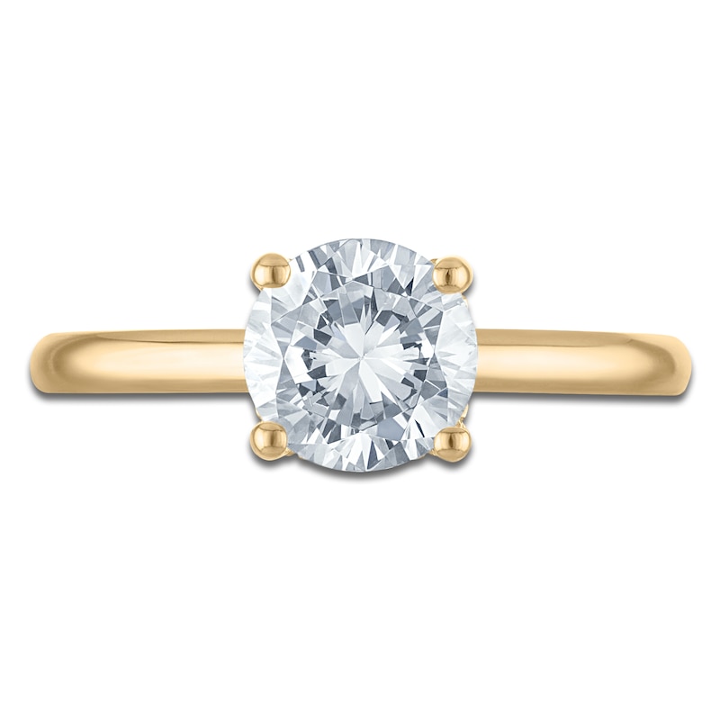 Main Image 3 of Lab-Grown Round-Cut Solitaire Plus Engagement Ring 1-1/2 ct tw 18K Yellow Gold (F/VS)
