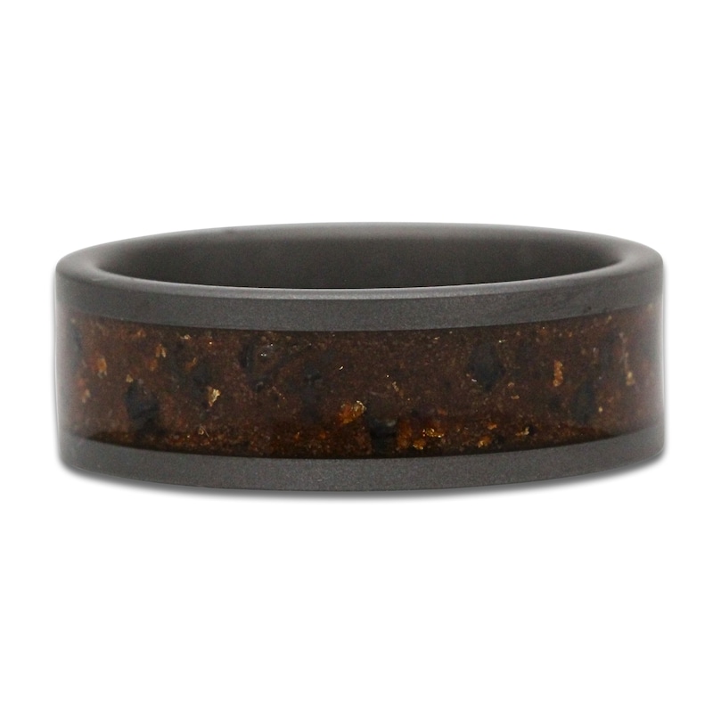 Main Image 3 of Men's Red Sand, Dinosaur Bone & 24K Gold Fleck Wedding Band Matte Tungsten Carbide 8mm