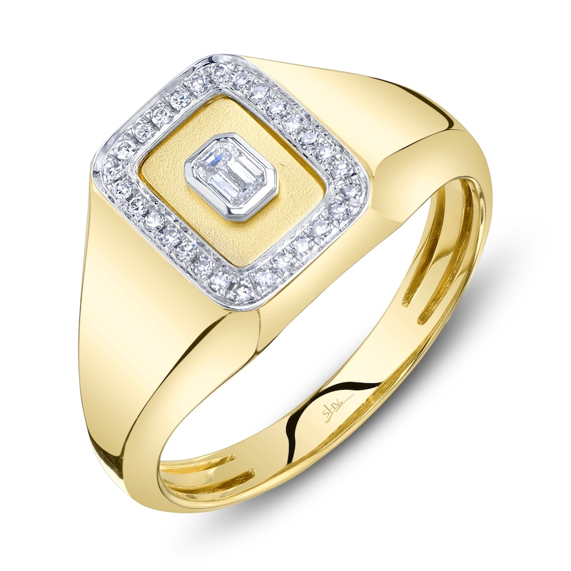 Main Image 2 of Shy Creation Emerald-Cut Diamond Bezel-Set Halo Ring 1/8 ct tw 14K Yellow Gold SC22009043V2RDZ7