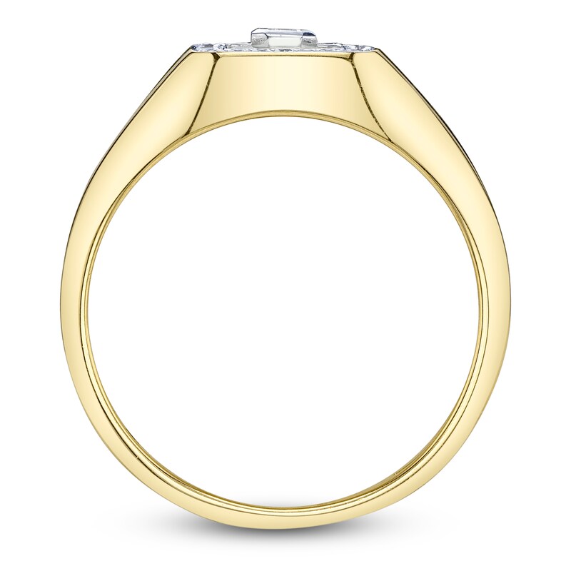 Main Image 4 of Shy Creation Emerald-Cut Diamond Bezel-Set Halo Ring 1/8 ct tw 14K Yellow Gold SC22009043V2RDZ7