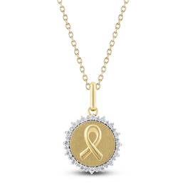 Diamond Ribbon Medallion Necklace 1/4 ct tw 10K Yellow Gold 18"