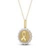 Thumbnail Image 2 of Diamond Ribbon Medallion Necklace 1/4 ct tw 10K Yellow Gold 18&quot;