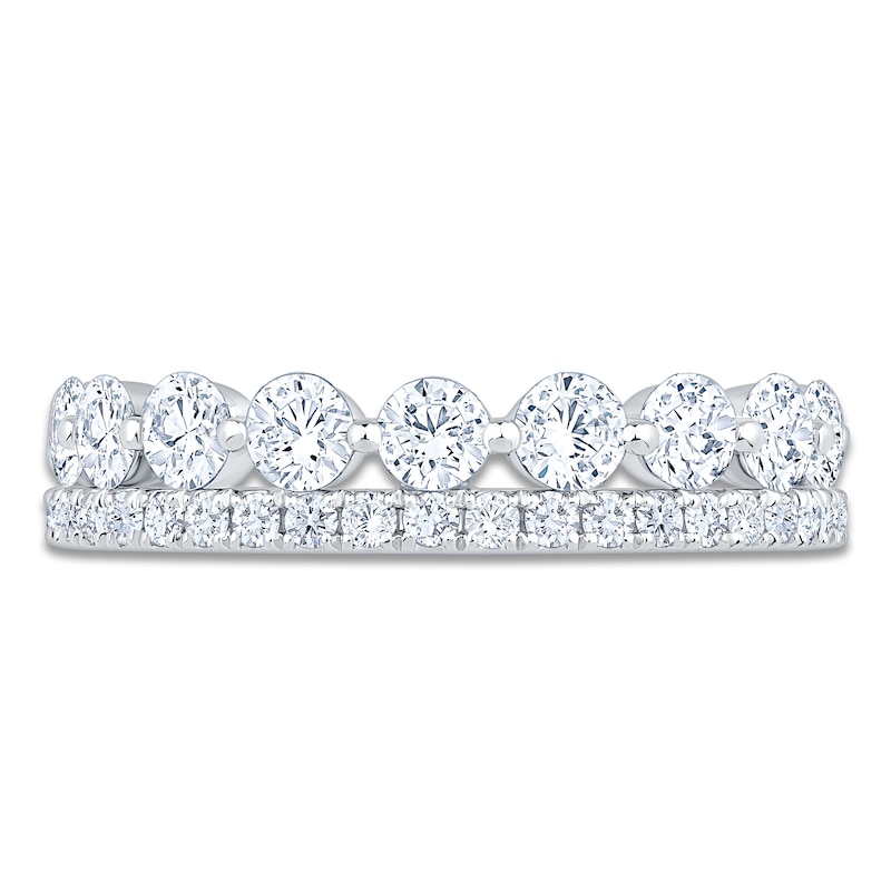 Main Image 3 of Certified Diamond Two-Row Anniversary Ring 1-1/4 ct tw 14K White Gold