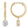 Thumbnail Image 4 of Lab-Grown Diamond Three-Stone Necklace and Dangle Hoop Earrings Set 1 ct tw 14K Yellow Gold