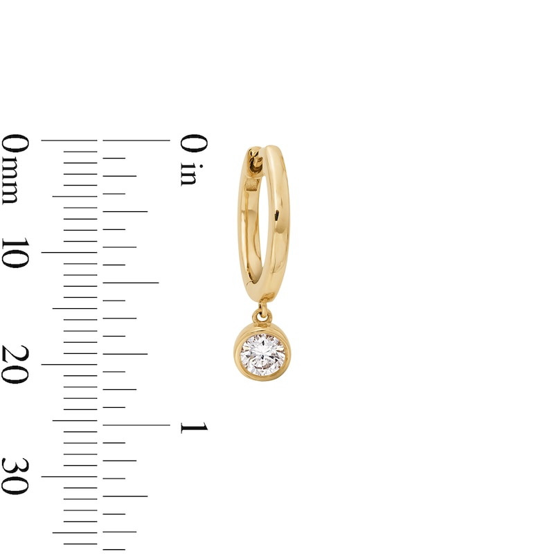 Main Image 4 of Lab-Grown Diamond Three-Stone Necklace and Dangle Hoop Earrings Set 1 ct tw 14K Yellow Gold