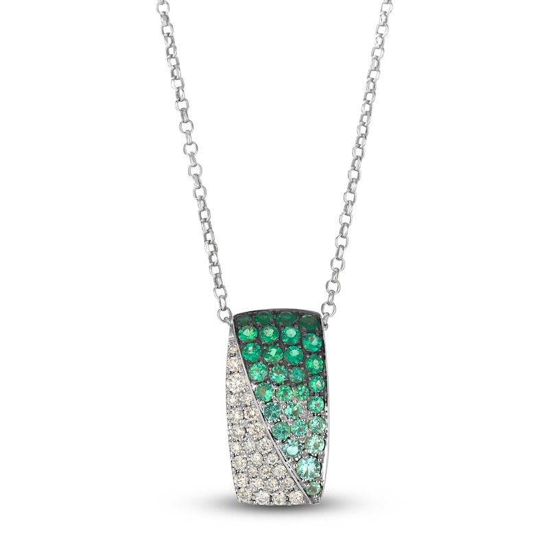 Main Image 1 of Le Vian Emerald Ombré Necklace 1/4 ct tw Diamonds 14K Vanilla Gold 19"