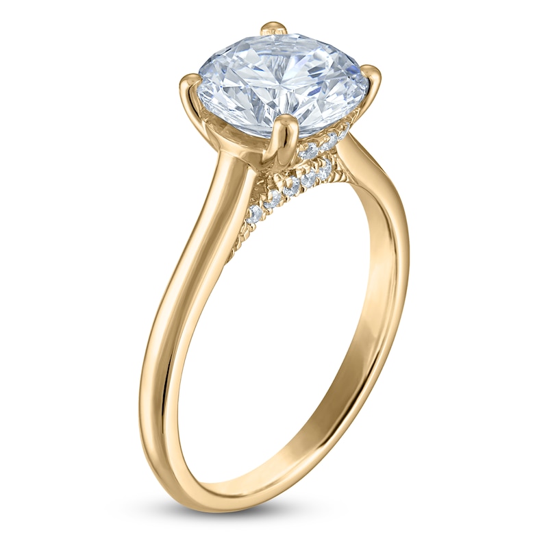 Main Image 2 of Round-Cut Lab-Grown Diamond Solitaire Plus Engagement Ring 1-5/8 ct tw 18K Yellow Gold (VS2/F)