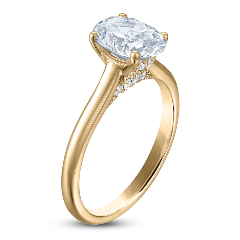 Main Image 2 of Oval-Cut Lab-Grown Diamond Solitaire Plus Engagement Ring 1-5/8 ct tw 18K Yellow Gold (VS2/F)