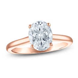 Oval-Cut Lab-Grown Diamond Solitaire Plus Engagement Ring 1-5/8 ct tw 18K Rose Gold (VS2/F)