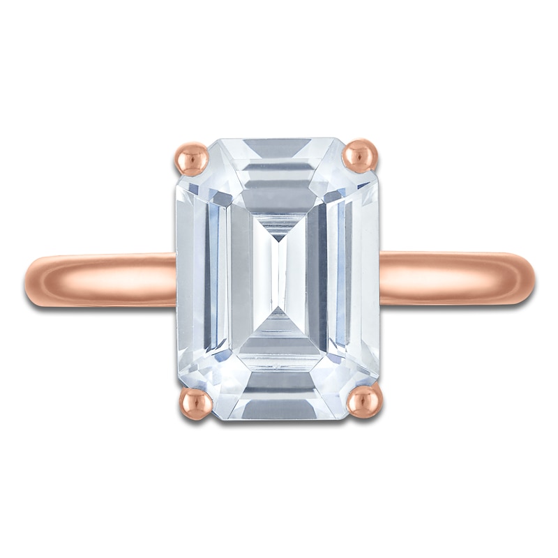 Main Image 3 of Emerald-Cut Lab-Grown Diamond Solitaire Plus Engagement Ring 3 ct tw 18K Rose Gold (VS2/F)