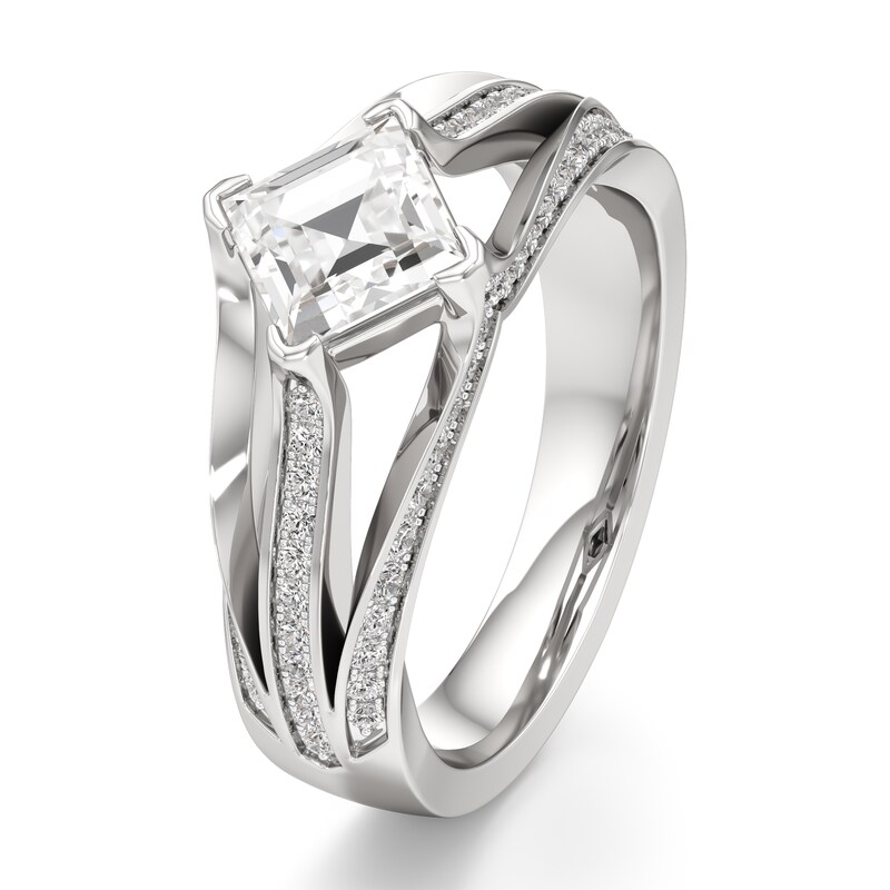 Main Image 4 of J'Lure Lab-Grown Diamond Carre Step-Cut Engagement Ring 1-3/8 ct tw 18K White Gold