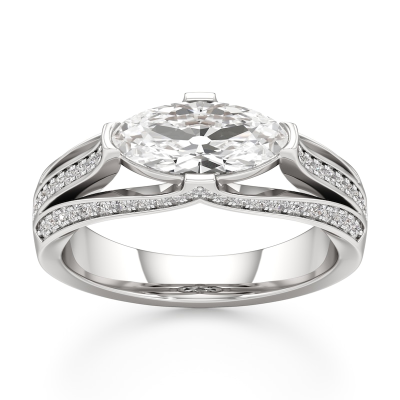 Main Image 1 of J'Lure Lab-Grown Diamond Moval Old-Cut Engagement Ring 1-3/8 ct tw 18K White Gold