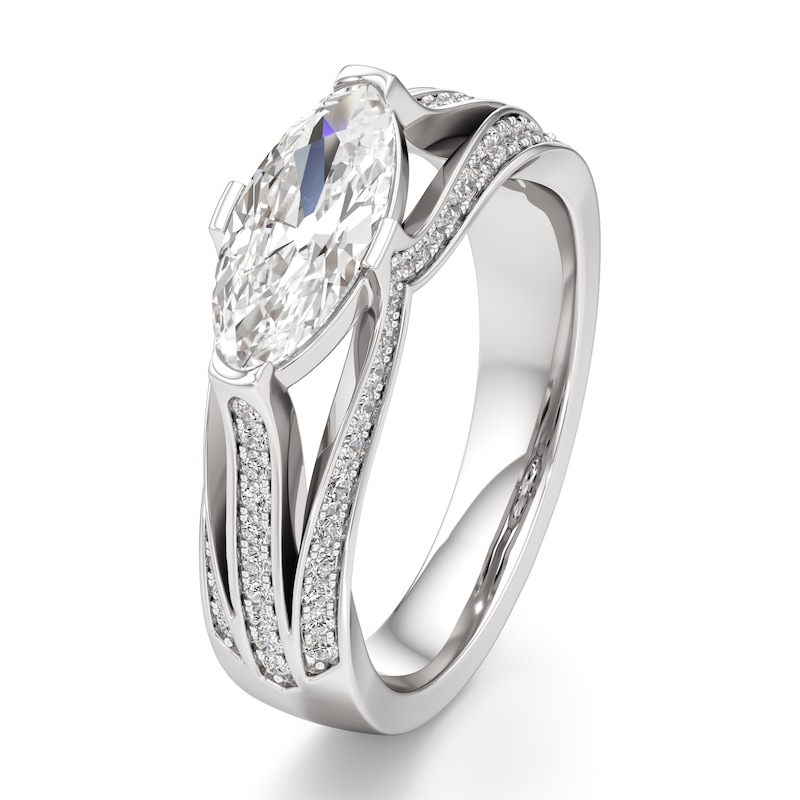 Main Image 4 of J'Lure Lab-Grown Diamond Moval Old-Cut Engagement Ring 1-3/8 ct tw 18K White Gold