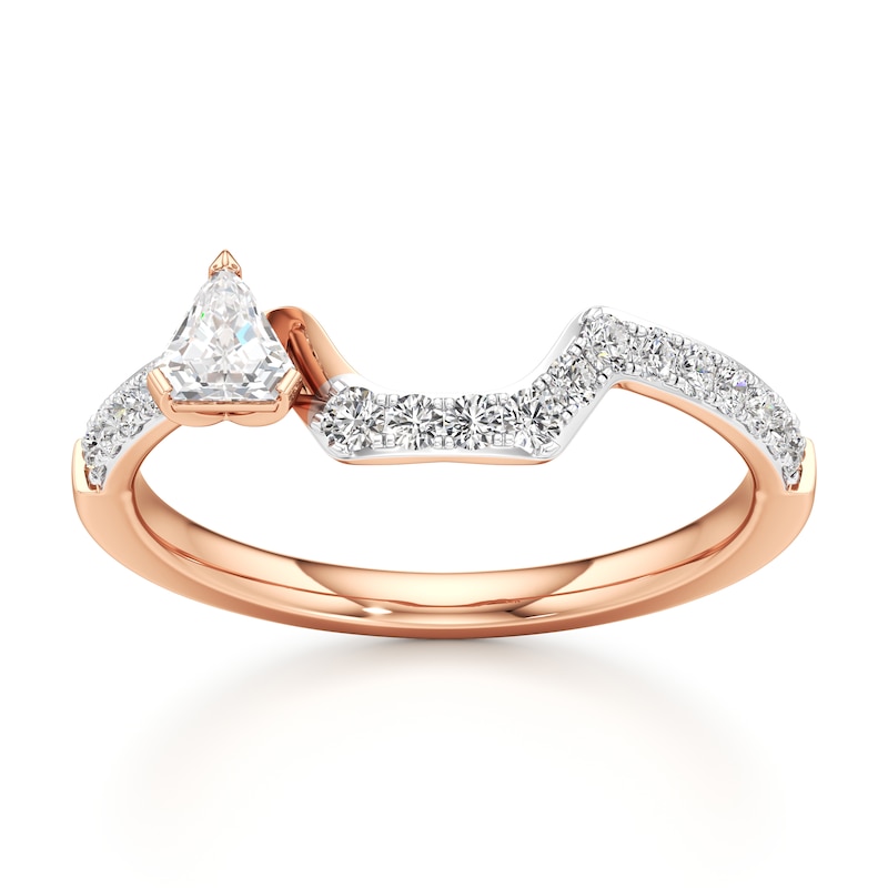 Main Image 1 of J'Lure Shield Step-Cut Lab-Created Diamond Contour Wedding Band 3/8 ct tw 18K Rose Gold