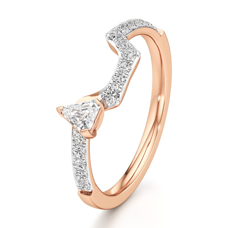 Main Image 4 of J'Lure Shield Step-Cut Lab-Created Diamond Contour Wedding Band 3/8 ct tw 18K Rose Gold