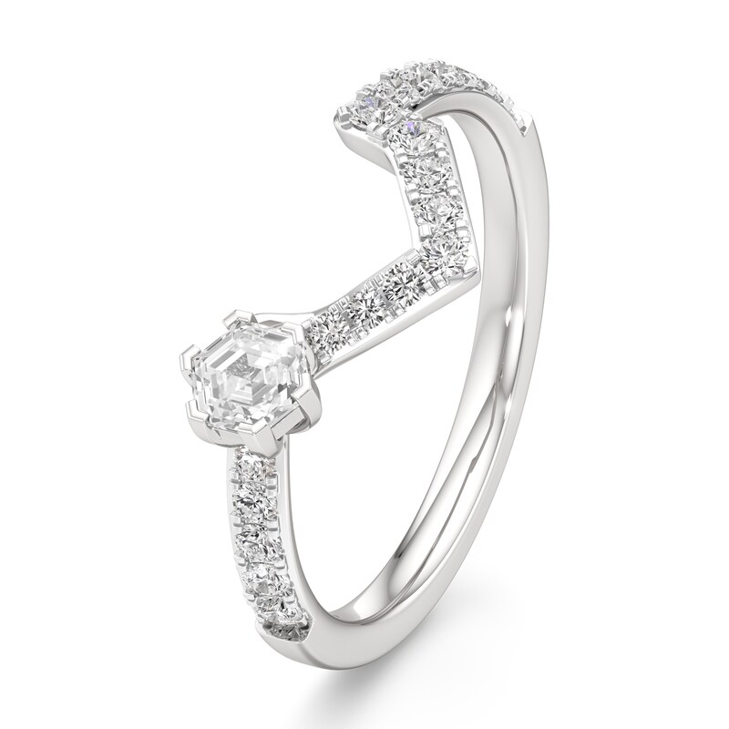 Main Image 4 of J'Lure Hexagon Step-Cut Lab-Grown Diamond Contour Wedding Band 1/2 ct tw 18K White Gold