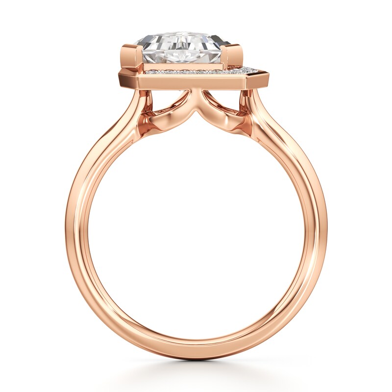 Main Image 2 of J'Lure Shield Step-Cut Lab-Created Diamond Half-Halo Engagement Ring 2 ct tw 18K Rose Gold