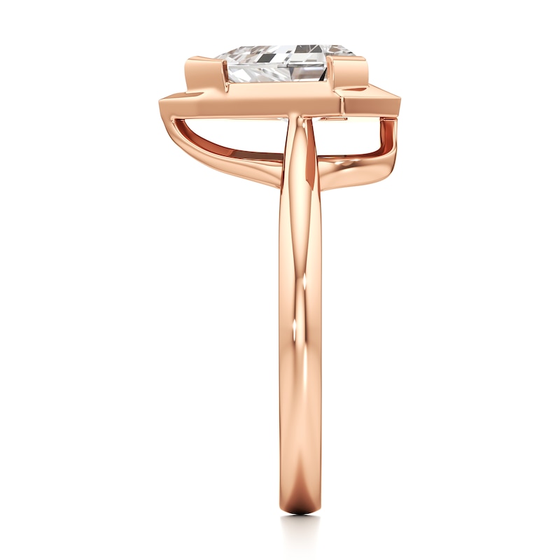 Main Image 3 of J'Lure Shield Step-Cut Lab-Created Diamond Half-Halo Engagement Ring 2 ct tw 18K Rose Gold
