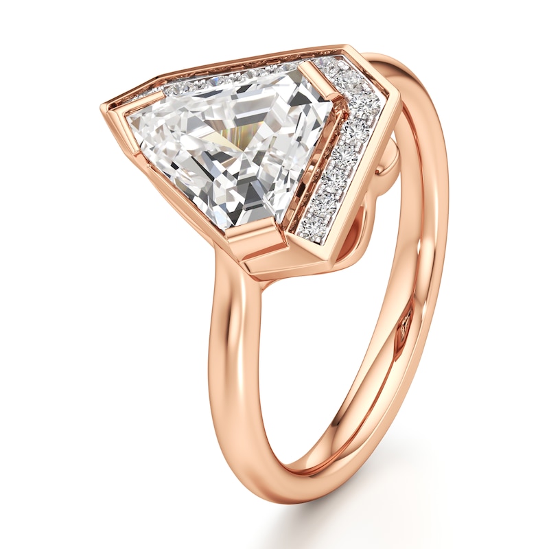 Main Image 4 of J'Lure Shield Step-Cut Lab-Created Diamond Half-Halo Engagement Ring 2 ct tw 18K Rose Gold