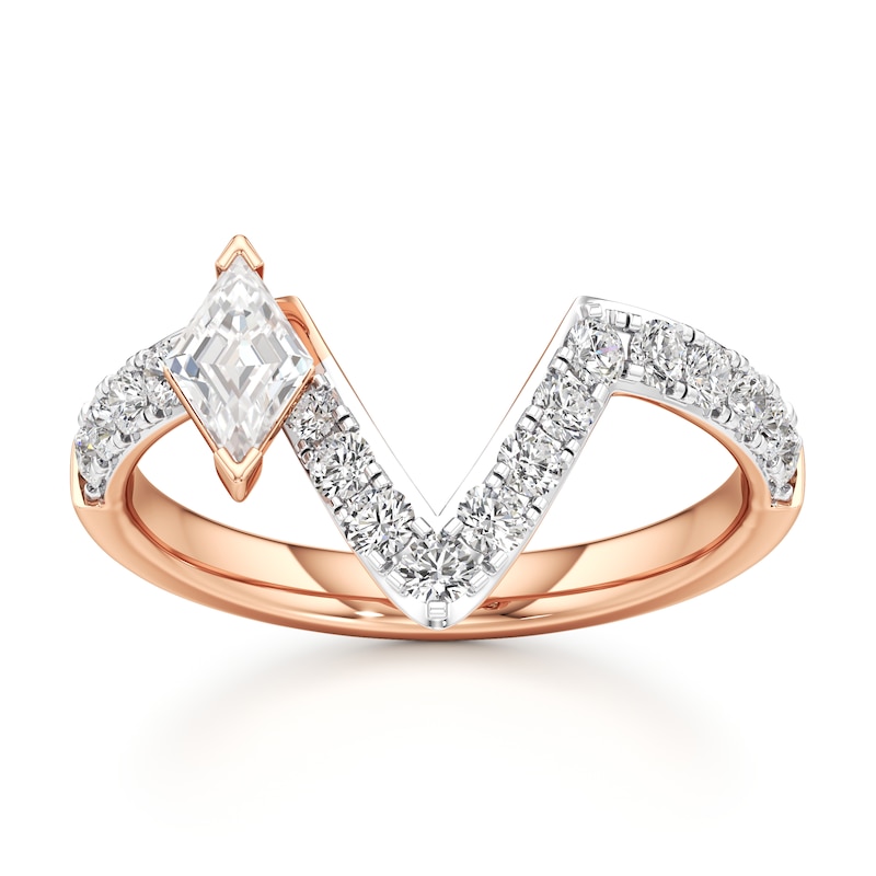 Main Image 1 of J'Lure Lozenge Step-Cut Lab-Grown Diamond Contour Wedding Band 7/8 ct tw 18K Rose Gold