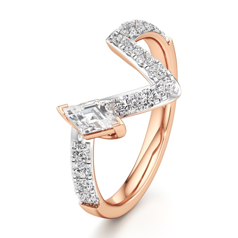 Main Image 4 of J'Lure Lozenge Step-Cut Lab-Grown Diamond Contour Wedding Band 7/8 ct tw 18K Rose Gold
