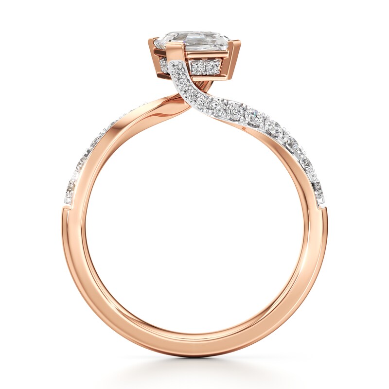 Main Image 2 of J'Lure Square-Emerald Step-Cut Lab-Grown Diamond Bypass Engagement Ring 1-1/3 ct tw 18K Rose Gold
