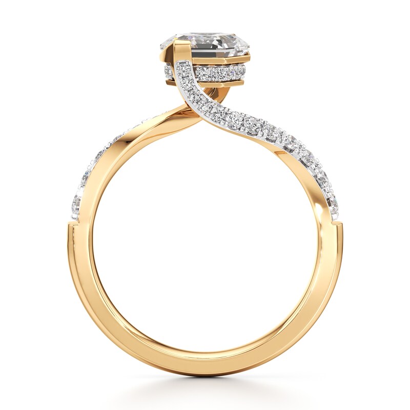 Main Image 2 of J'Lure Hexagon Step-Cut Lab-Grown Diamond Bypass Engagement Ring 1-3/8 ct tw 18K Yellow Gold