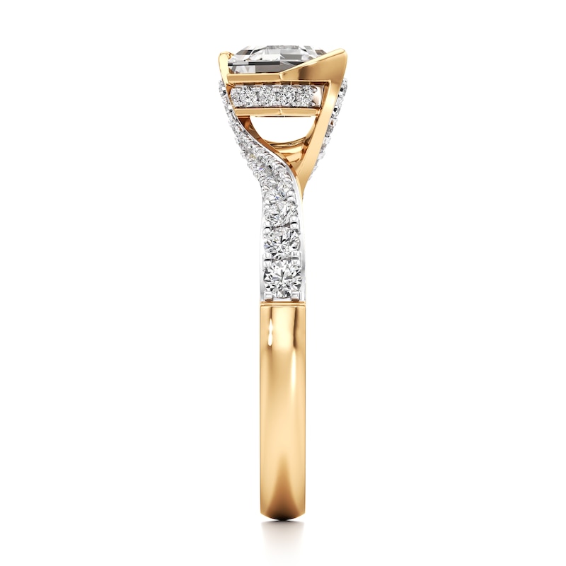 Main Image 3 of J'Lure Hexagon Step-Cut Lab-Grown Diamond Bypass Engagement Ring 1-3/8 ct tw 18K Yellow Gold