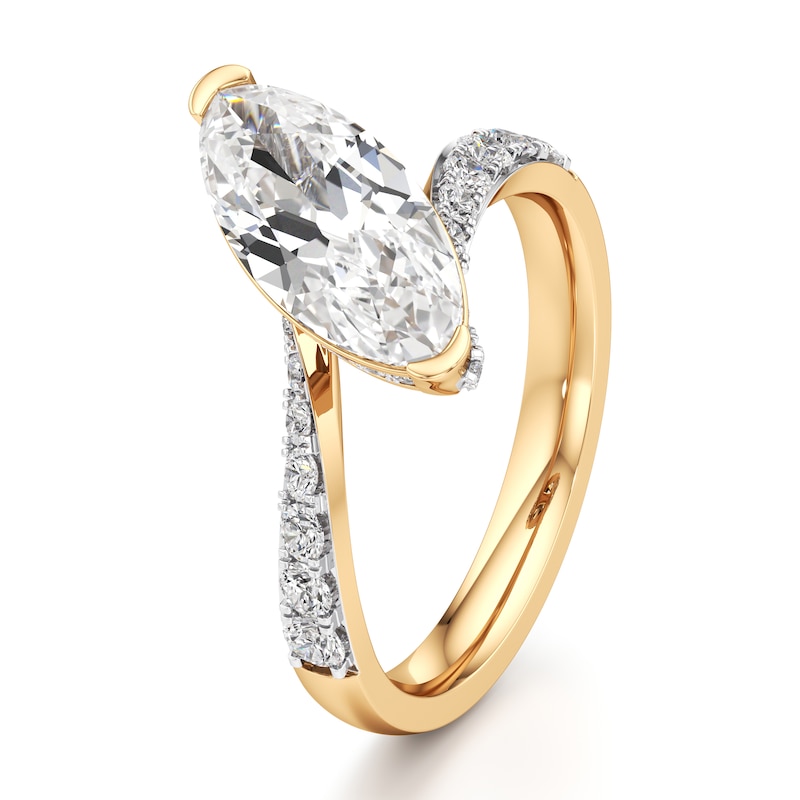 Main Image 4 of J'Lure Moval Old-Cut Lab-Grown Diamond Bypass Engagement Ring 2-1/2 ct tw 18K Yellow Gold