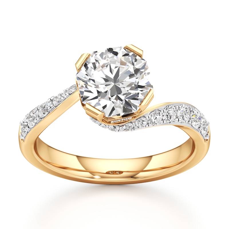 Main Image 1 of J'Lure Octagon Brilliant-Cut Lab-Grown Diamond Bypass Engagement Ring 2-1/2 ct tw 18K Yellow Gold