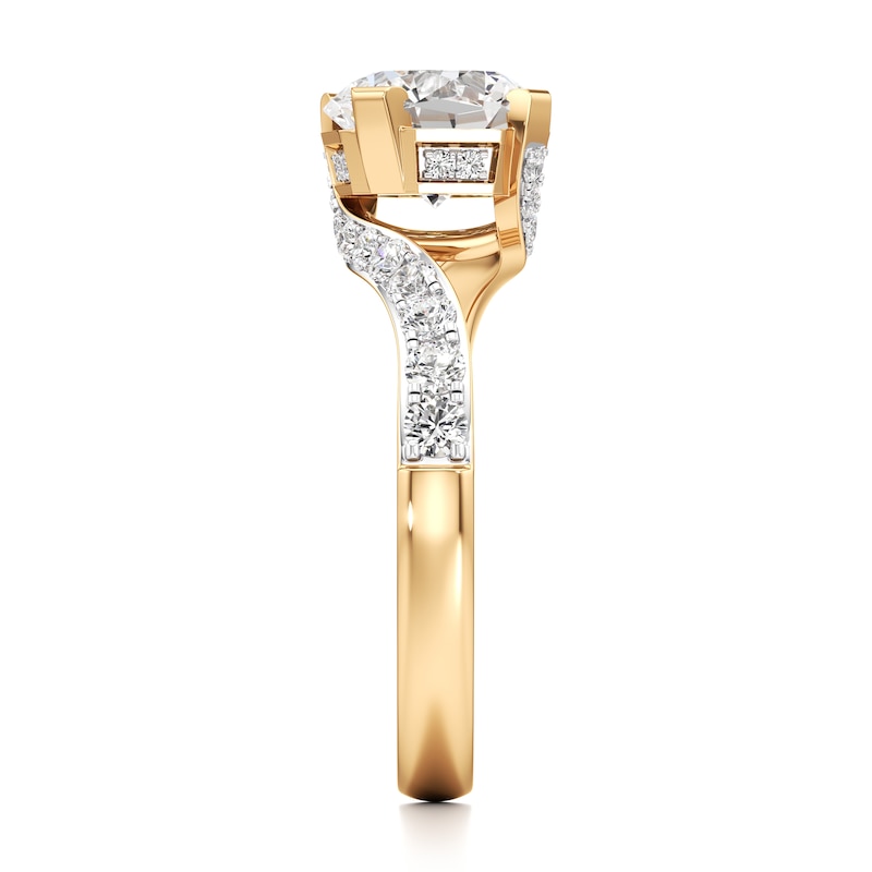 Main Image 3 of J'Lure Octagon Brilliant-Cut Lab-Grown Diamond Bypass Engagement Ring 2-1/2 ct tw 18K Yellow Gold
