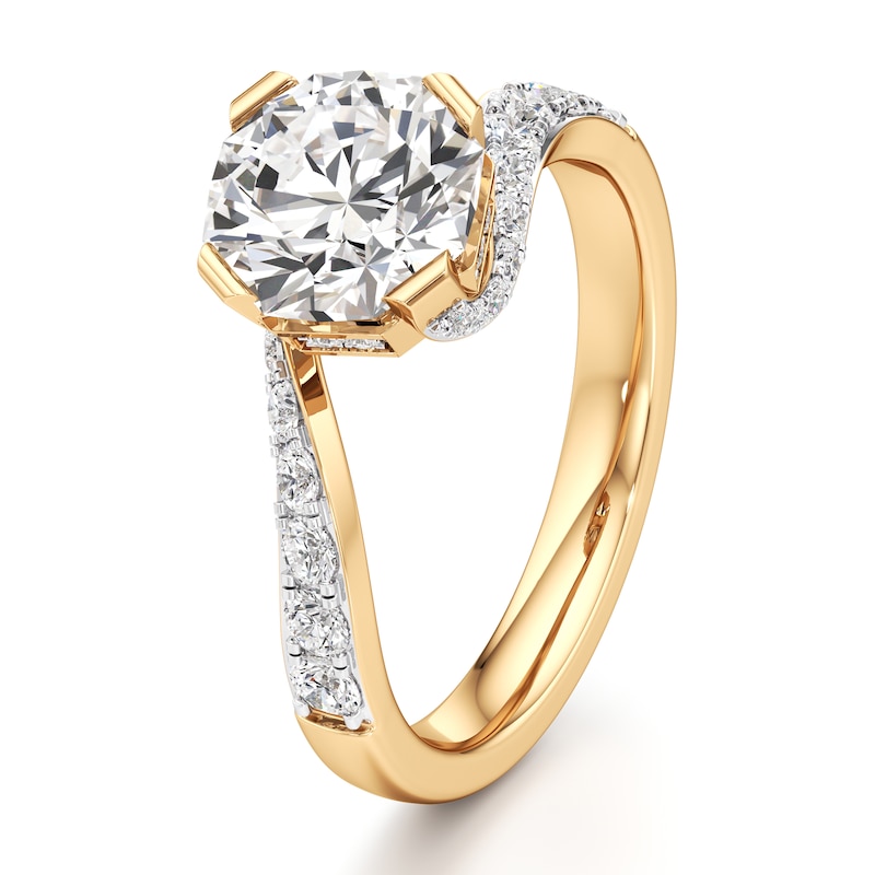 Main Image 4 of J'Lure Octagon Brilliant-Cut Lab-Grown Diamond Bypass Engagement Ring 2-1/2 ct tw 18K Yellow Gold