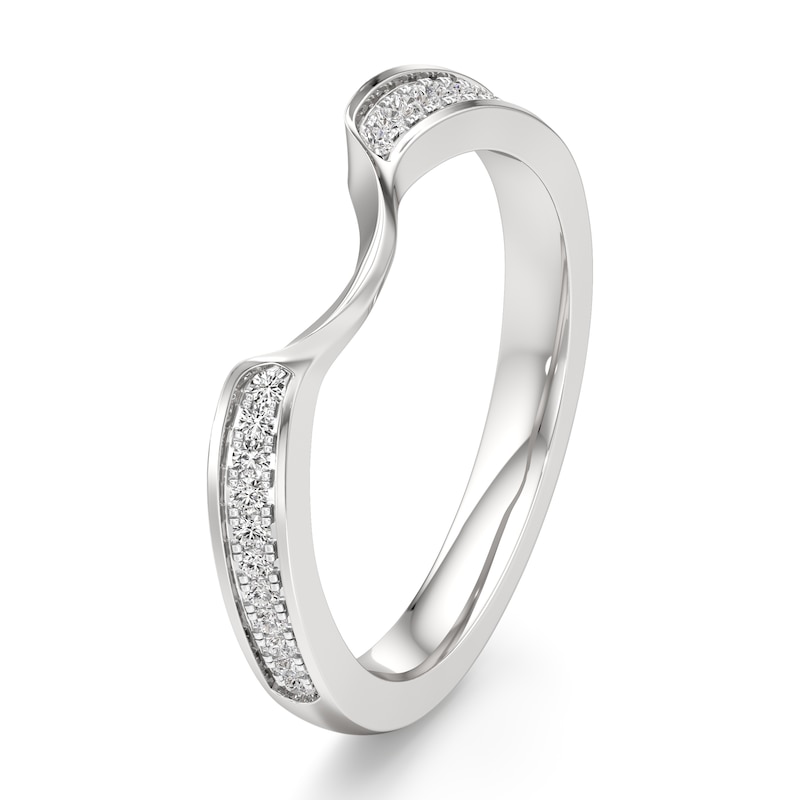 Main Image 4 of J'Lure Lab-Grown Diamond Contour Wedding Band 1/8 ct tw 18K White Gold