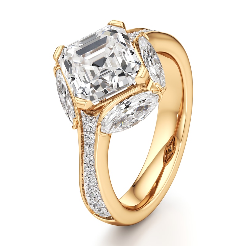 Main Image 4 of J'Lure Square-Emerald Step-Cut Lab-Grown Diamond Engagement Ring 4-1/2 ct tw 18K Yellow Gold
