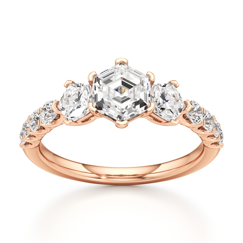 Main Image 1 of J'Lure Hexagon Step-Cut Lab-Grown Diamond Engagement Ring 1-7/8 ct tw 18K Rose Gold
