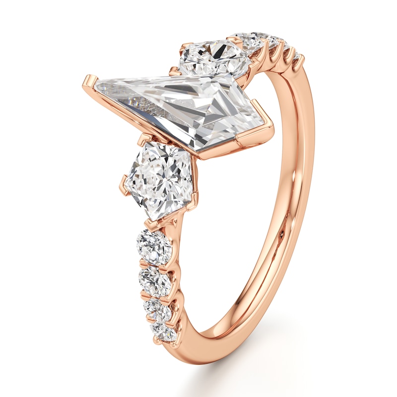 Main Image 4 of J'Lure Kite Step-Cut Lab-Grown Diamond Engagement Ring 2 ct tw 18K Rose Gold