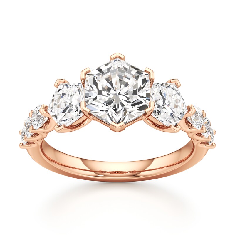 Main Image 1 of J'Lure Hexagon Brilliant-Cut Lab-Created Diamond Engagement Ring 3-1/2 ct tw 18K Rose Gold