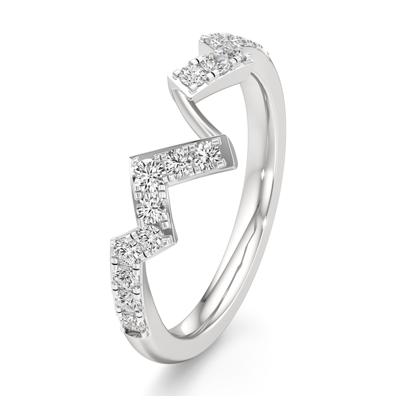 Main Image 4 of J'Lure Lab-Grown Diamond Angled Contour Wedding Band 1/3 ct tw 18K White Gold