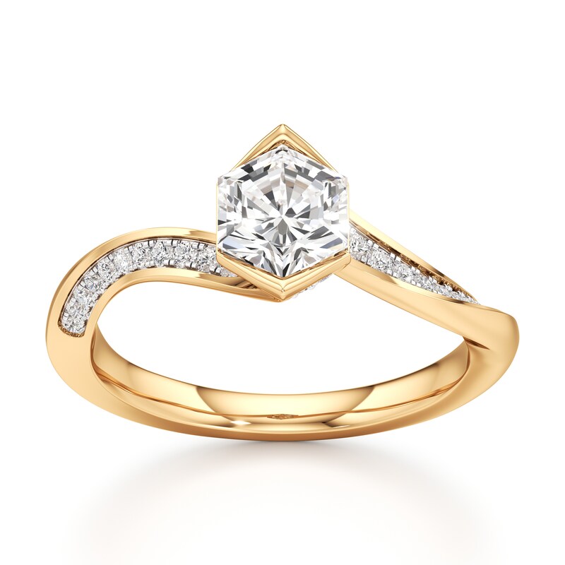 Main Image 1 of J'Lure Hexagon Brilliant-Cut Lab-Grown Diamond Bypass Engagement Ring 1-1/6 ct tw 18K Yellow Gold